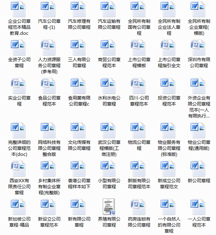 500套企业公司章程-有限责任公司章程模板范本电子版个人独资多人合资企业合伙协议【电商热销636】