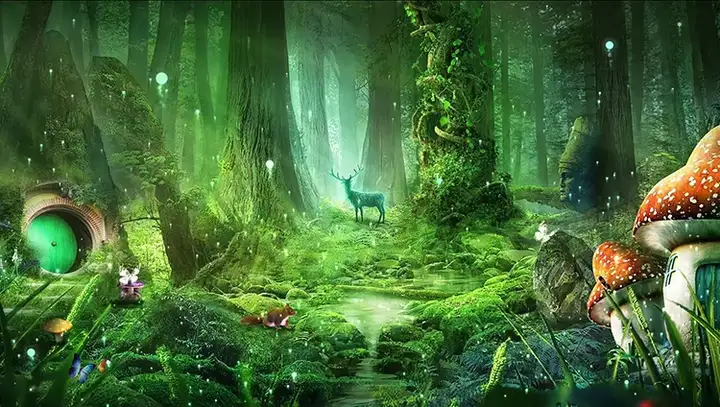 120款卡通森林背景视频-梦幻神秘卡通森林树儿童话剧表演出晚会仙境舞台LED背景视频素材【电商热销613】