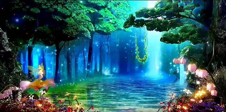 120款卡通森林背景视频-梦幻神秘卡通森林树儿童话剧表演出晚会仙境舞台LED背景视频素材【电商热销613】