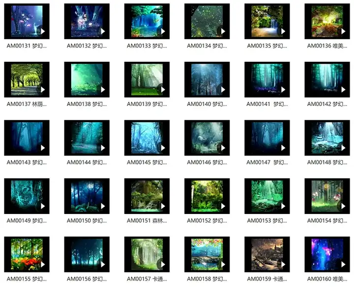 120款卡通森林背景视频-梦幻神秘卡通森林树儿童话剧表演出晚会仙境舞台LED背景视频素材【电商热销613】