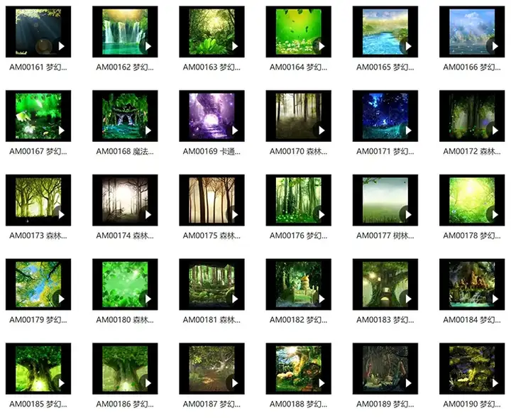 120款卡通森林背景视频-梦幻神秘卡通森林树儿童话剧表演出晚会仙境舞台LED背景视频素材【电商热销613】