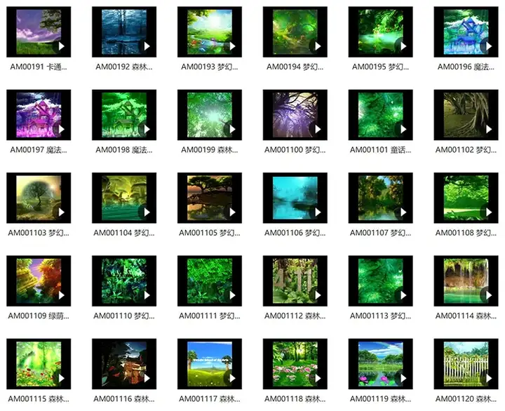 120款卡通森林背景视频-梦幻神秘卡通森林树儿童话剧表演出晚会仙境舞台LED背景视频素材【电商热销613】