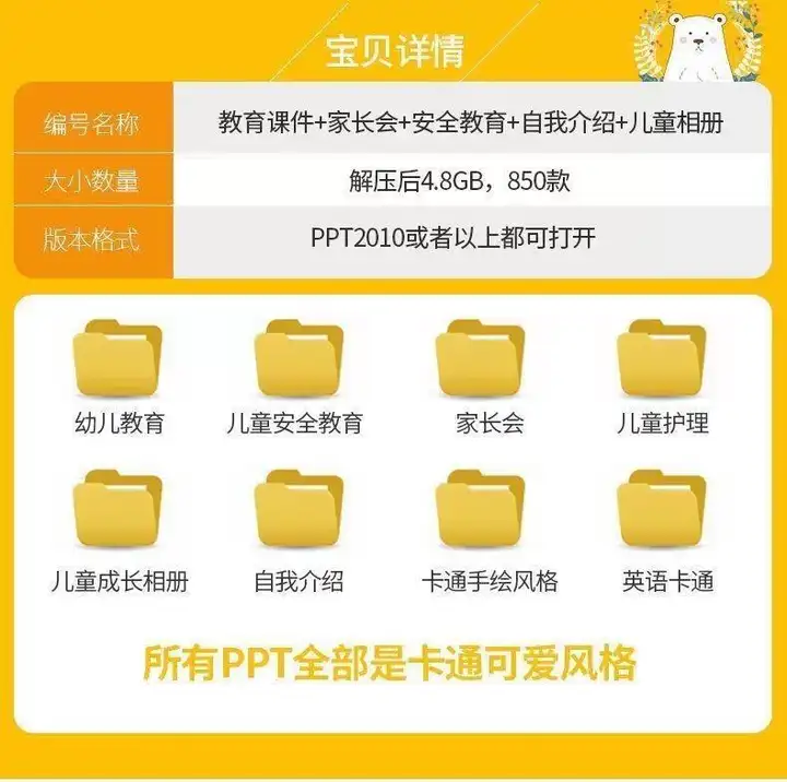 850套卡通ppt模板-儿童小学生幼儿园家长会教育课件教育早教学模版【电商热销856】