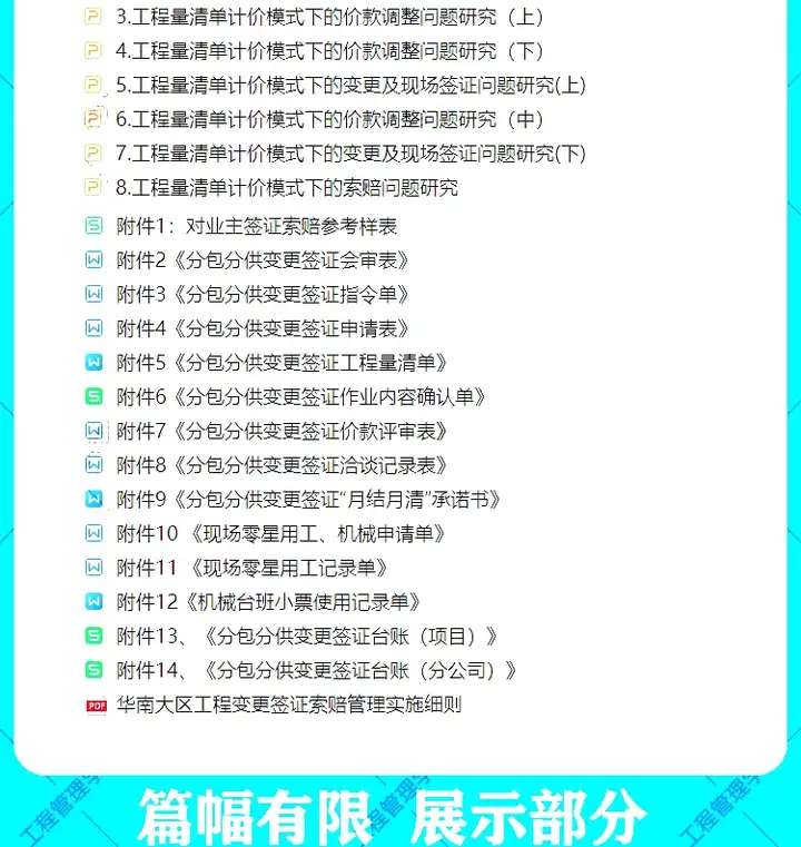 280套工程资料合集-建筑工程变更签证索赔成本管理资料合集制度模板【电商热销921】