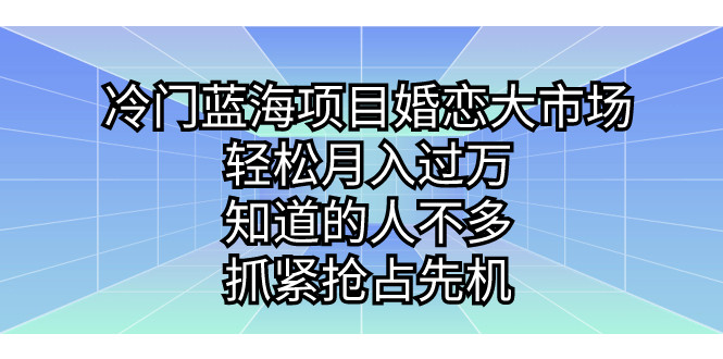 冷门蓝海婚恋项目操作教程，轻松月入过万-知道的人不多，抓紧抢占先机！