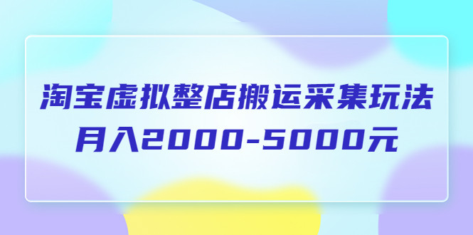 淘宝虚拟整店搬运采集玩法教程：月入2000-5000元