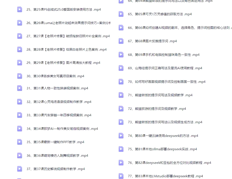 DeepSeek AI视频制作教程+短视频全套技能自学课程，从入门到精通素材【电商热销992】