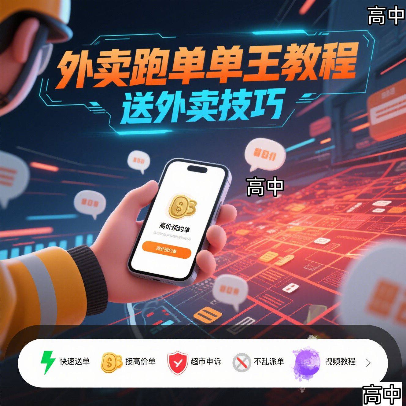 外卖员跑外卖教程抢单王教程送外卖技巧视频教程讲解高中课程【电商热销955】