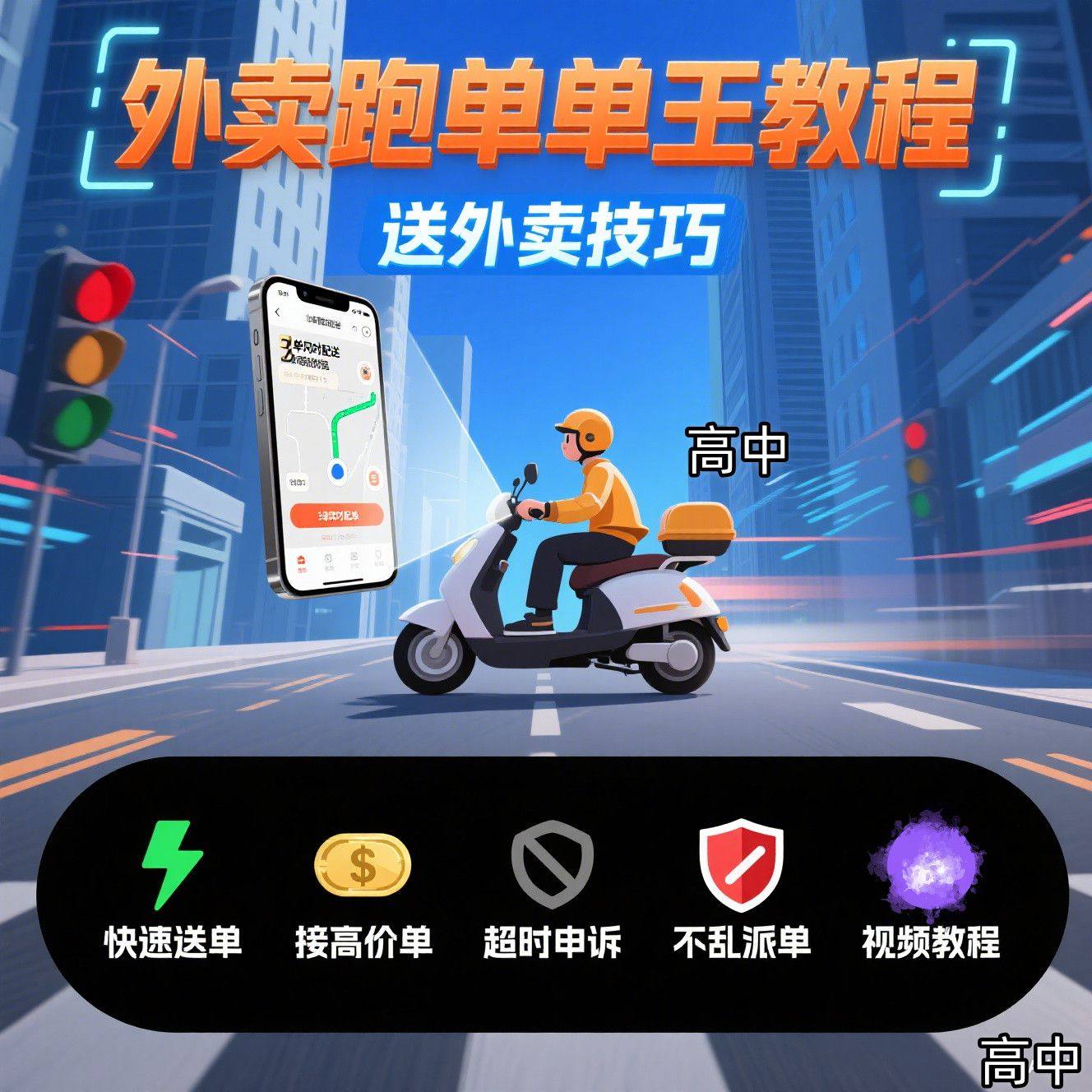 外卖员跑外卖教程抢单王教程送外卖技巧视频教程讲解高中课程【电商热销955】