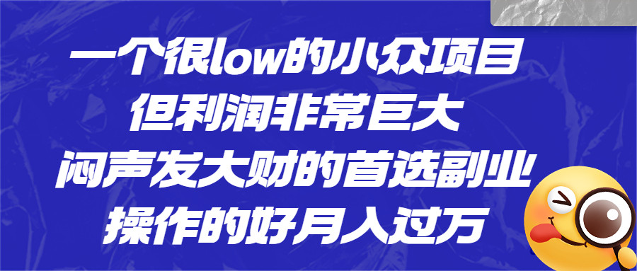 一个很low的冷门小众项目，利润巨大闷声发大财的首选副业！