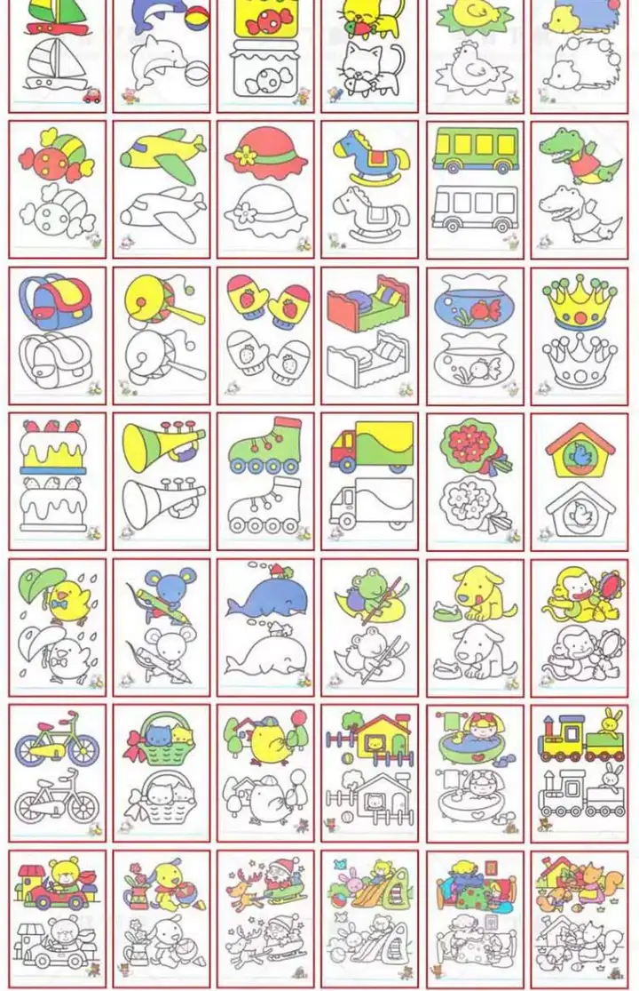 3600款儿童涂色填色卡-画画彩色黑白电子版幼儿园宝宝图画绘画可打印素材【电商热销837】