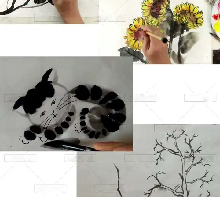 9套幼少儿童国画入门基础视频教程-创意美术课件ppt培训教案材电子版【电商热销651】