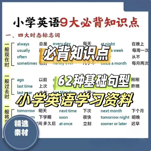小学英语学习资料-小学英语语法知识点汇总超全超实用小学英语【电商热销998】