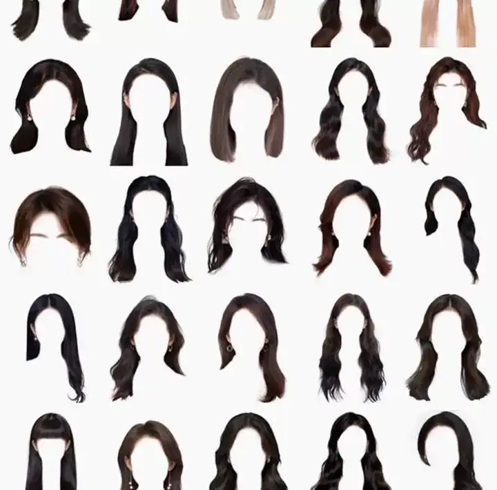 571款男女发型素材【可直接套用】海马体证件照PS头发素材模版假发免扣png发型模板【电商热销843】