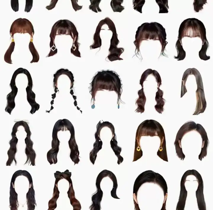 571款男女发型素材【可直接套用】海马体证件照PS头发素材模版假发免扣png发型模板【电商热销843】