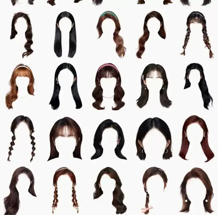 571款男女发型素材【可直接套用】海马体证件照PS头发素材模版假发免扣png发型模板【电商热销843】