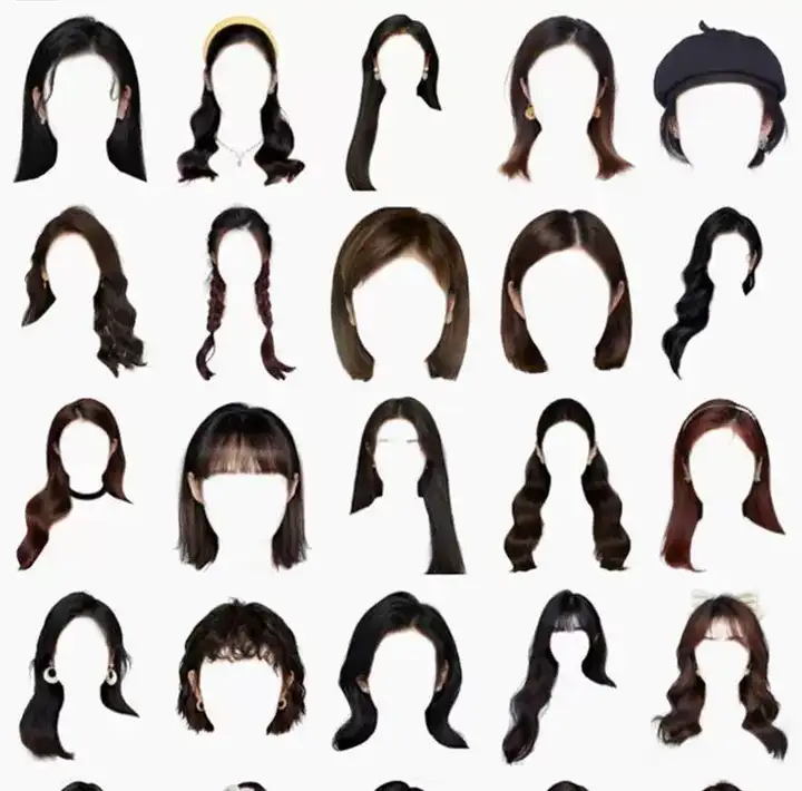 571款男女发型素材【可直接套用】海马体证件照PS头发素材模版假发免扣png发型模板【电商热销843】