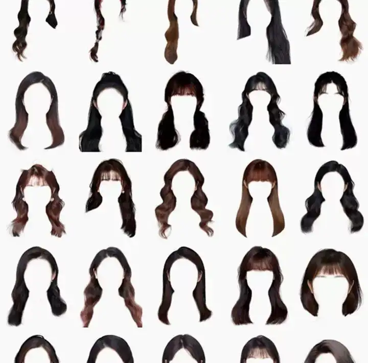 571款男女发型素材【可直接套用】海马体证件照PS头发素材模版假发免扣png发型模板【电商热销843】