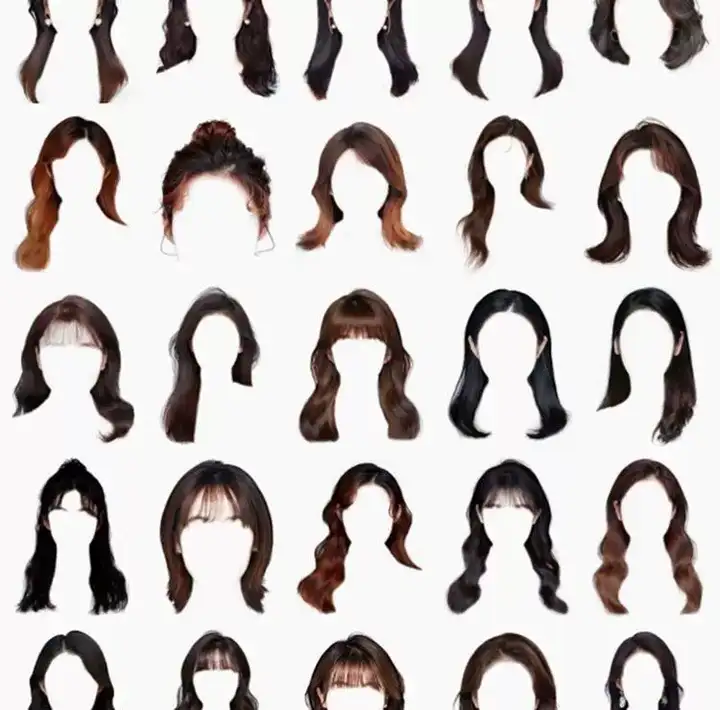 571款男女发型素材【可直接套用】海马体证件照PS头发素材模版假发免扣png发型模板【电商热销843】