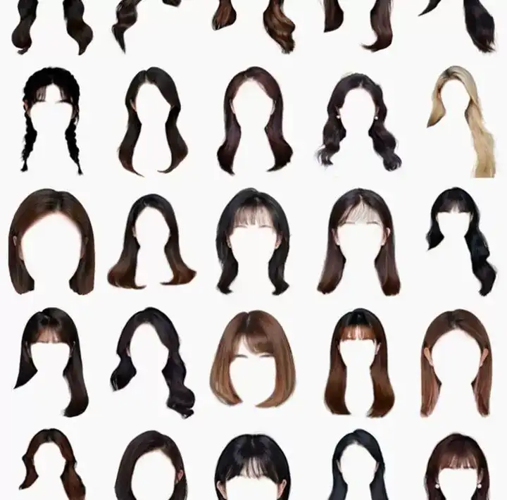 571款男女发型素材【可直接套用】海马体证件照PS头发素材模版假发免扣png发型模板【电商热销843】