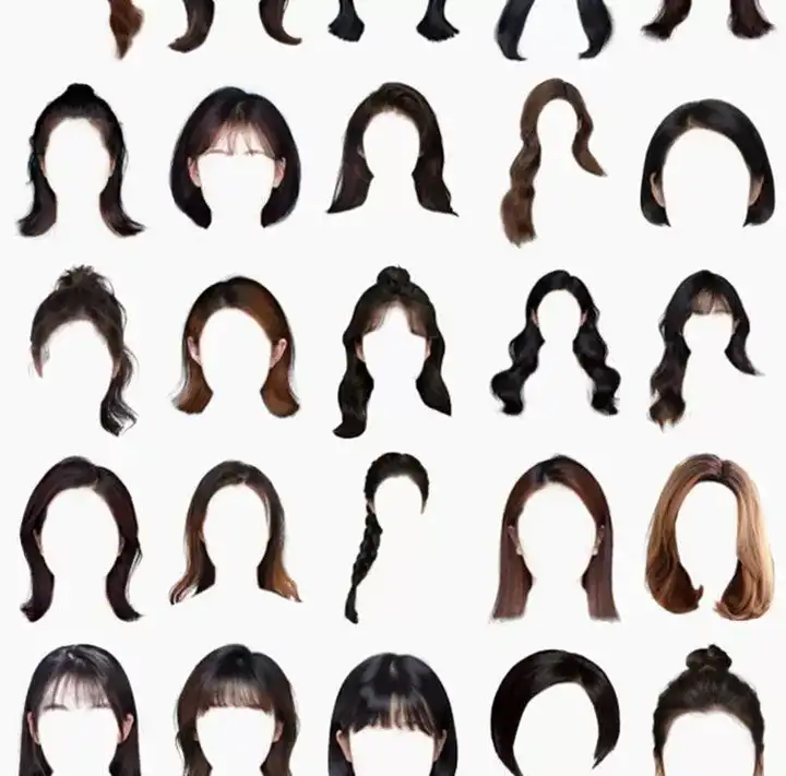 571款男女发型素材【可直接套用】海马体证件照PS头发素材模版假发免扣png发型模板【电商热销843】