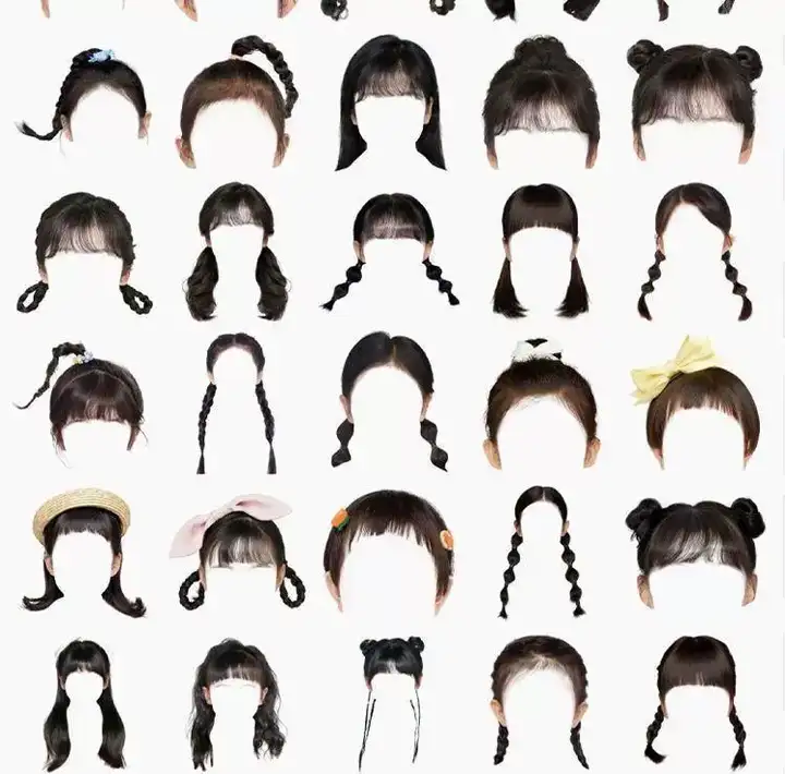 571款男女发型素材【可直接套用】海马体证件照PS头发素材模版假发免扣png发型模板【电商热销843】