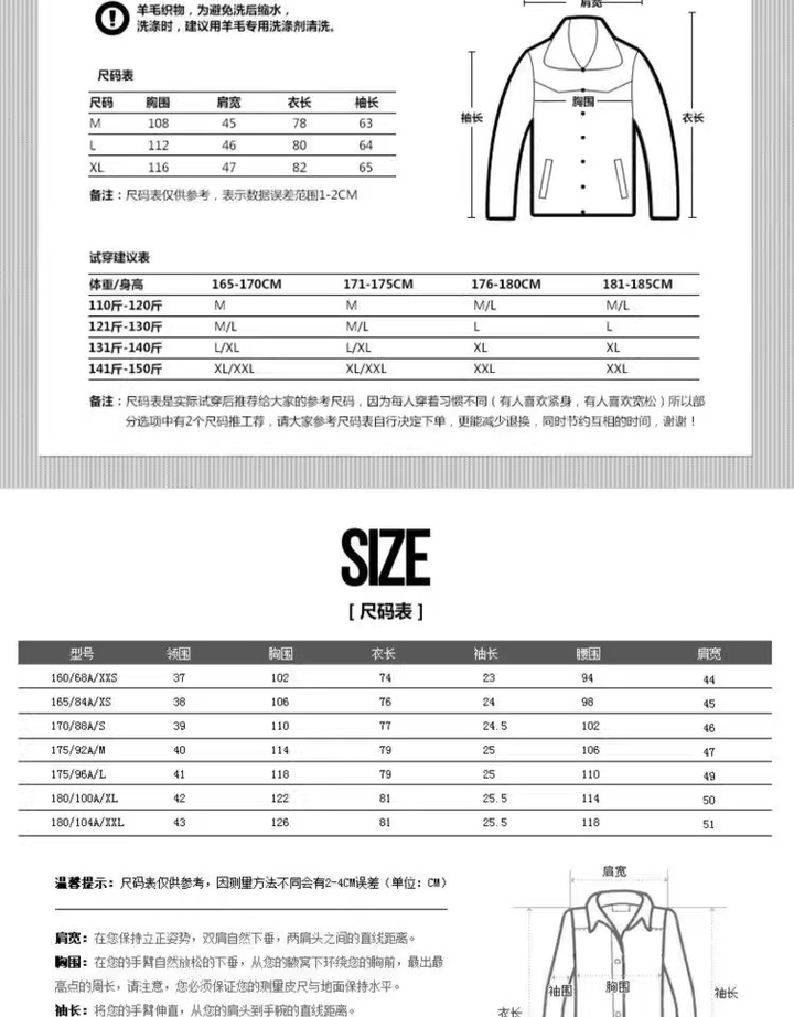 服装尺码表PSD模板【可直接修改使用】电子版服装产品参数尺码表模板【电商热销811】