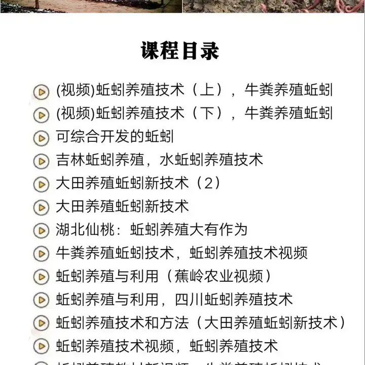 蚯蚓养殖技术视频教程素材零基础农业创业大棚如何养蚯蚓高效素材【电商热销569】