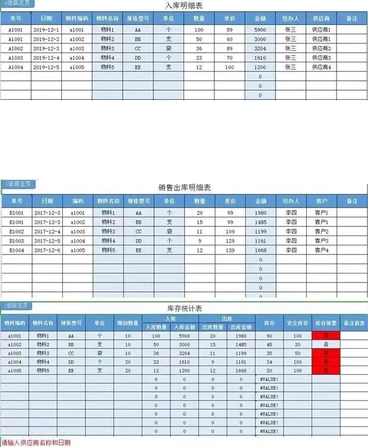 80款进销存excel表格模板-进销存管理系统excel表格模板商品库存管理进出货入库明细表模板【电商热销583】