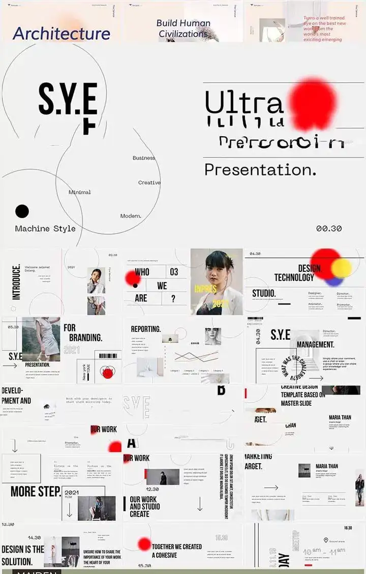 100套极简抽象艺术感PPT模版素材-极简高级感创意毕业答辩作品集工作总结汇报活动策划简约PPT模板【电商热销648】