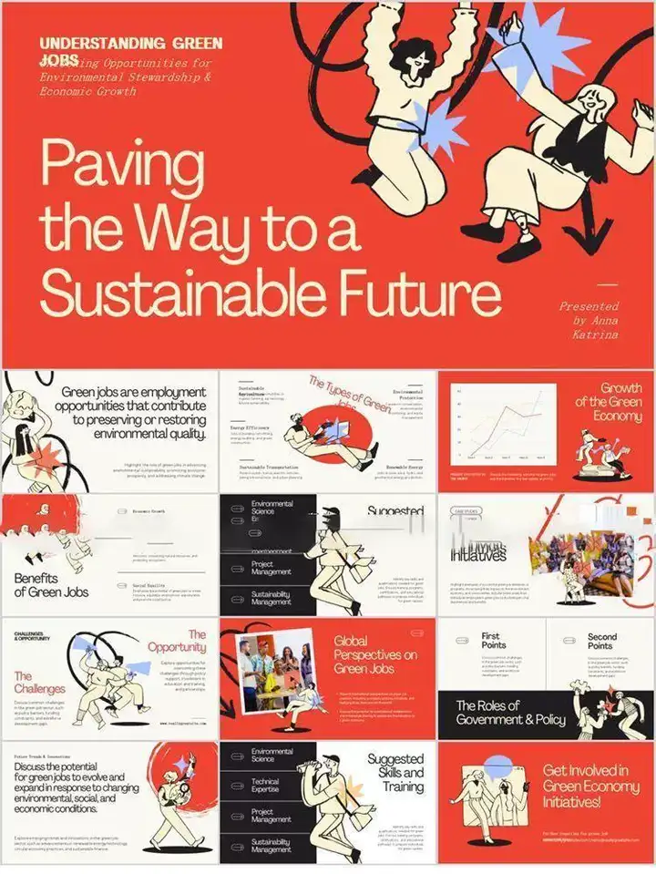 10000套粗线条卡通插画PPT模板-粗线条卡通插画PPT模版个人简历项目汇报简介绍毕业答辩教学课件【电商热销784】