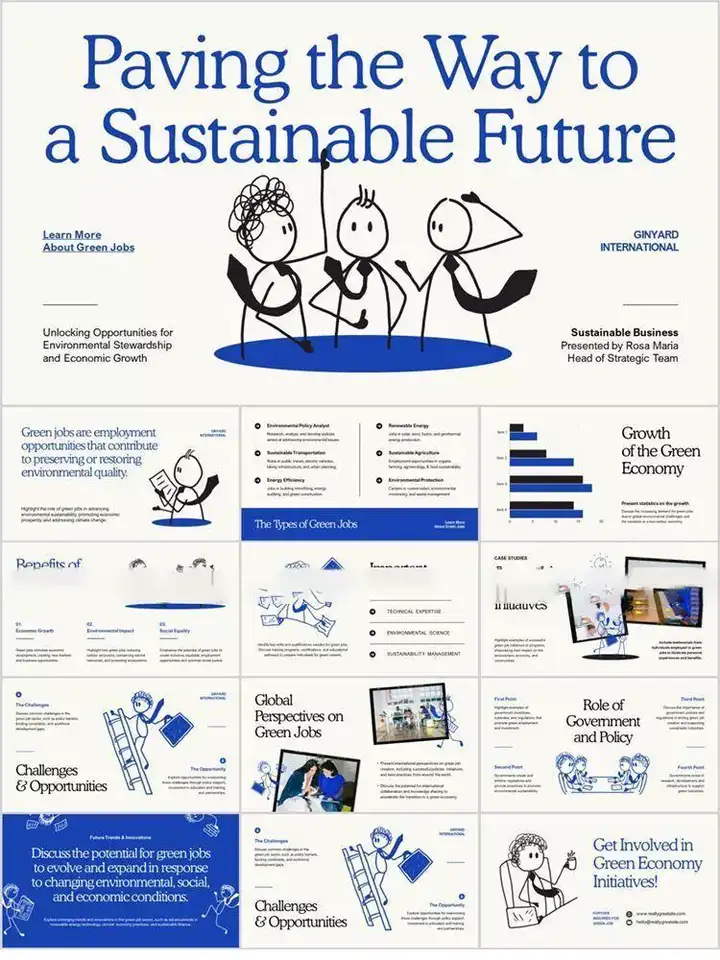 10000套粗线条卡通插画PPT模板-粗线条卡通插画PPT模版个人简历项目汇报简介绍毕业答辩教学课件【电商热销784】