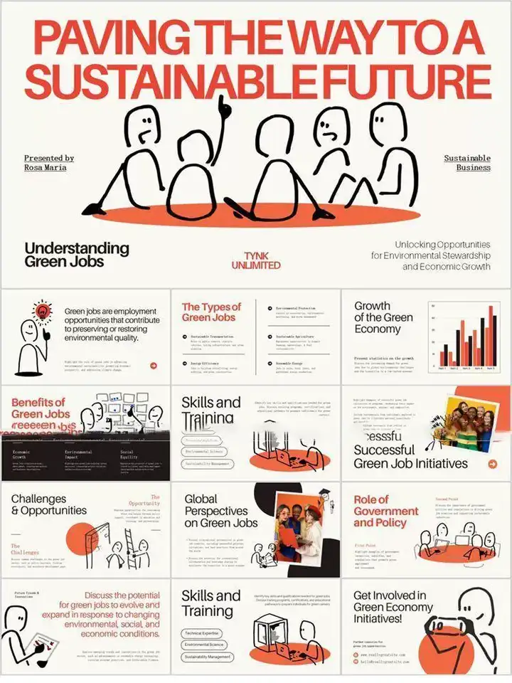 10000套粗线条卡通插画PPT模板-粗线条卡通插画PPT模版个人简历项目汇报简介绍毕业答辩教学课件【电商热销784】