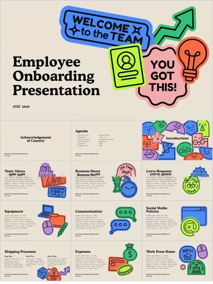 10000套粗线条卡通插画PPT模板-粗线条卡通插画PPT模版个人简历项目汇报简介绍毕业答辩教学课件【电商热销784】