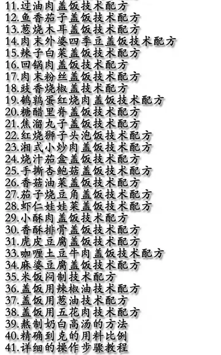 33种盖浇饭教程-鸭腿盖饭技术香菇滑鸡配方盖浇饭梅干菜摆摊外卖小吃店教程视频【电商热销622】