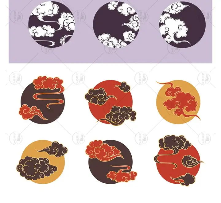 112款国风图案矢量设计素材-中国风金色祥云纹图案新款中式古典元素装饰 Psd分层和Ai矢量素材【电商热销619】