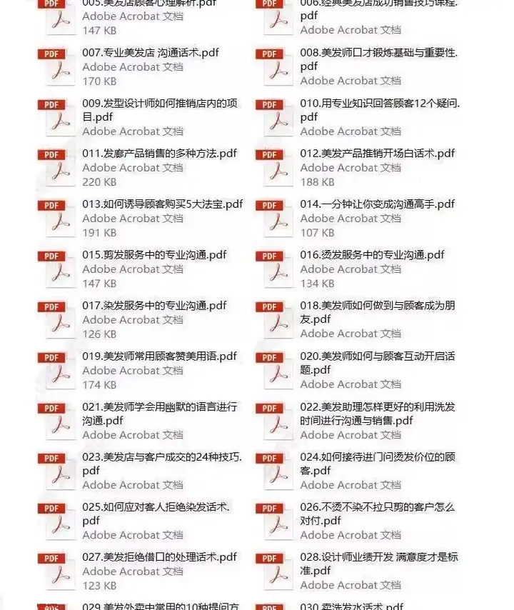 60套美发店销售话术-美发店销售话术发型设计师顾问办卡推销烫发染发洗头剪发沟通技巧【电商热销599】