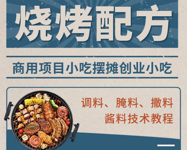 烧烤技术配方视频教程商用新手自学腌酱料撒料淄博摆摊小吃电子版【电商热销581】