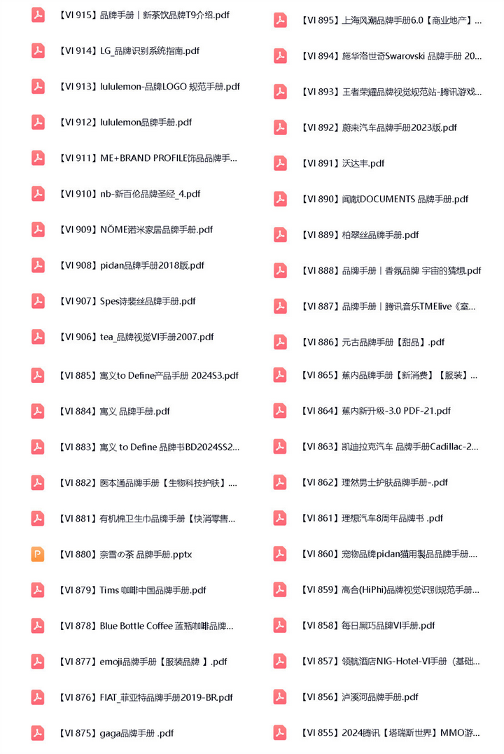 900+品牌VI手册-企业大厂手册鉴赏世界500强视觉识别标准VI资料合集pdf【电商热销596】