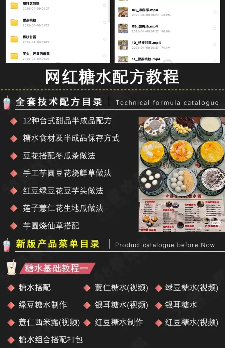 网红大桶糖水技术配方海南摆摊小吃奶茶水果茶广式制作教程商用【电商热销439】