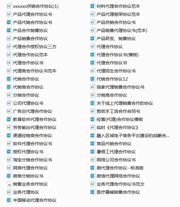 780套公司合作协议模版【全行业各种类】-各种专案业务渠道商务战略合作框架合同【电商热销24】