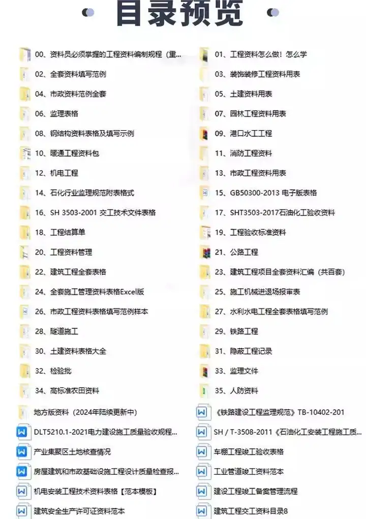 4.7G工程资料模板大全-竣工验收实例填写施工模板建筑管理记录监理范例全套【电商热销15】