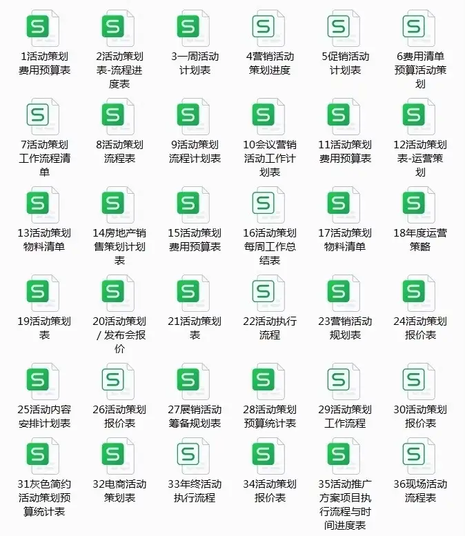 56套活动策划表格-营销活动运营计划流程清单物料费用EXCEL模板【电商热销12】
