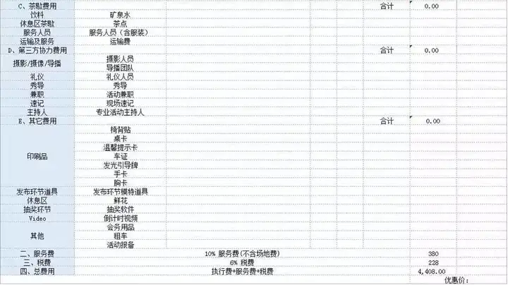 56套活动策划表格-营销活动运营计划流程清单物料费用EXCEL模板【电商热销12】