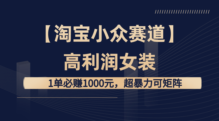 淘宝高利润女装暴利操作指南：1单必赚1000元！