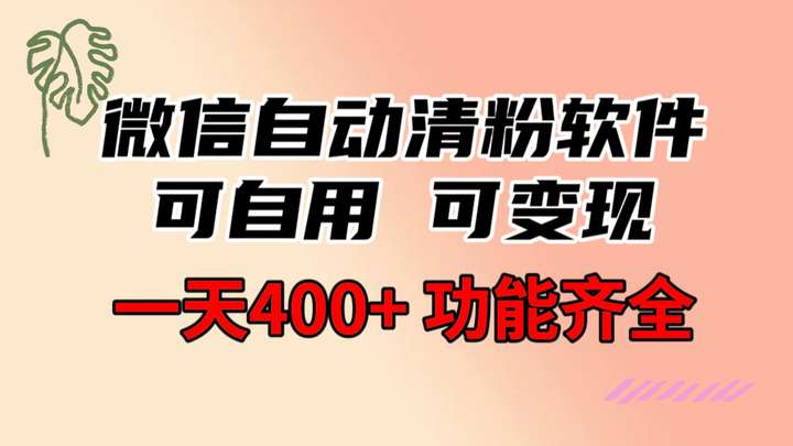 微信自动清粉软件【功能超强大】日入400+变现指南
