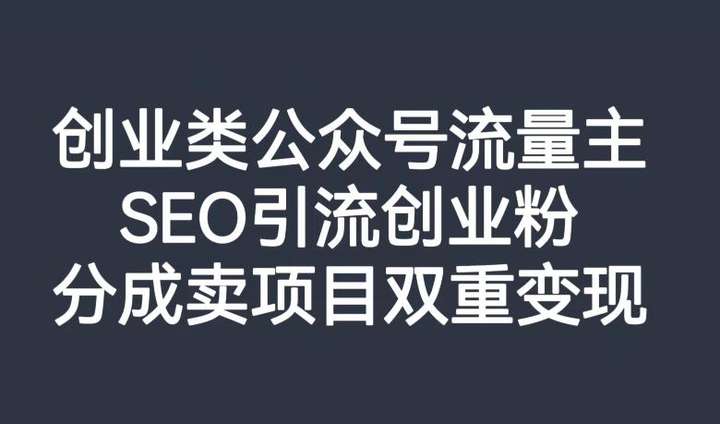 公众号SEO引流创业粉玩法，快速打造自己的高质量流量池