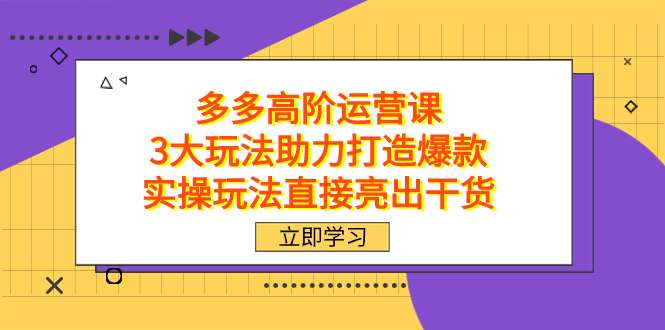 拼多多高阶运营课程，实操经验教学助力打造畅销爆款！