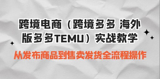 跨境多多TEMU全套实战教程