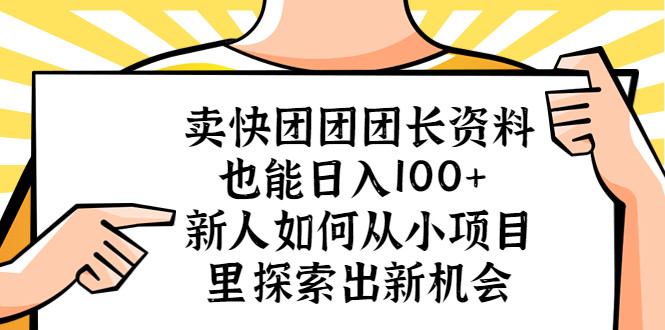 卖快团团团长资料日入100+项目： 新人小白可操作